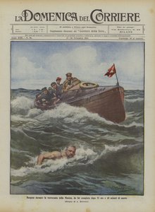 Burgess durante la travesía del Canal de la Mancha, completada por él después de 23 horas y 40 minutos de natación