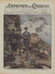Cacerías reales en el Valle de Aosta, el Rey y el Kronprinz alemán matan íbices cerca de Valsavarenche (Aosta) de Achille Beltrame