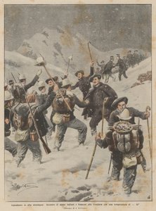 Año Nuevo en alta montaña, encuentro de alpinos italianos y franceses en la frontera con una temperatura de -16°C