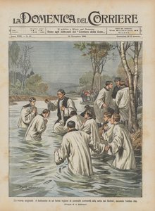 Ceremonia original, el bautismo en un río inglés de varios convertidos a la secta