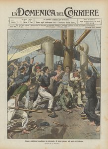 Cinco delincuentes asaltan un vapor, a plena luz del día, en el puerto de Palermo de Achille Beltrame