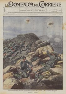 Cómo los nuestros desafían la muerte, audaz reconocimiento de un oficial y un voluntario de artillería de Achille Beltrame