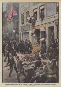 Conmocionado e indignado por el fin del Lusitania, el pueblo de Londres asalta y devasta las propiedades de los alemanes de Achille Beltrame