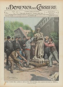 Entrega al ministro Rava y salida de Anzio hacia Roma de la maravillosa estatua adquirida
