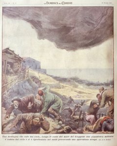 Ilustración de portada de meteorito cayendo en Japón de Achille Beltrame