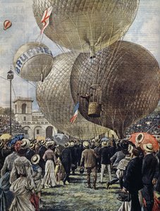 Despegue de globo aerostático en el Show Aéreo de Milán, ilustración por Achille Beltrame de La Domenica del Corriere, 19 de junio de Achille Beltrame