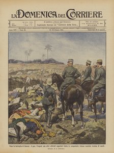 Después de la batalla de Zanzur, el general Frugoni con otros oficiales superiores visita las conquistas de Achille Beltrame