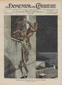 Dramática fuga de cuatro convictos de la prisión de Finalmarina de Achille Beltrame