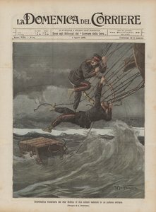 Dramática travesía del mar Báltico de dos soldados alemanes en un globo militar de Achille Beltrame