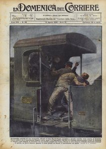 Dramático episodio en una locomotora de Achille Beltrame