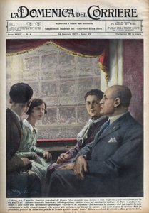 El duce Benito Mussolini, jefe del gobierno fascista, que vino a ver un espectáculo en el 