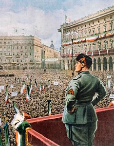 Discurso del Duce en la Piazza Duomo en Milán, mayo de 1930 de Achille Beltrame