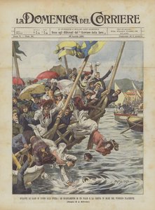 Durante las competiciones de natación en La Spezia, el colapso de un palco y la caída al mar del público aplaudiente de Achille Beltrame