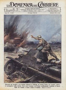 Durante un asalto a un fortín frente a Tobruk, un soldado nuestro, para mejor atacar
