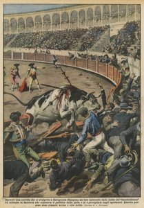 Durante una corrida en Zaragoza (España), un toro enfurecido por las heridas de