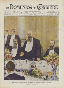 Ecos del último éxito teatral, el gran banquete a Giacosa