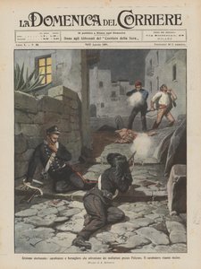 Heroísmo desafortunado, carabinero y bersagliere que enfrentan a delincuentes cerca de Palermo de Achille Beltrame