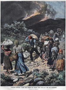 Erupción del Etna en 1910. Ilustración de Achilles Beltrame. de Achille Beltrame