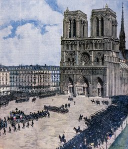 Funeral de Félix Faure en la Catedral de Notre Dame en París en 1899 (Ilustración de Achille Beltrame)