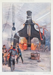 Martillo gigante en el arsenal de La Spezia, ilustración