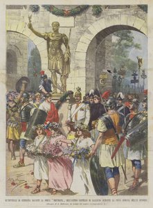 Los imperiales de Alemania frente a la Puerta Decumana del antiguo castillo de Saalburg durante de Achille Beltrame