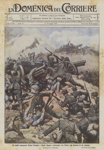 Los alpinos conquistan Malga Fossetta y Monte Magari, capturando, entre otras cosas, una batería de seis cañones de Achille Beltrame