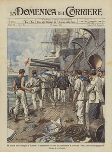 Los episodios de la batalla de Tsushima, el entierro en el mar del comandante del acorazado Orel