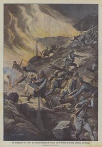 Los estratagemas de los vencidos, los austriacos intentan detener nuestra ofensiva en el Isonzo con fuego de Achille Beltrame