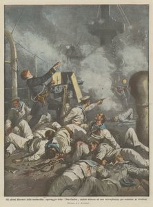 Los últimos defensores de la monarquía, tripulación del Don Carlos caída alrededor de una de Achille Beltrame