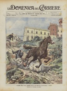 Los dramas de la vida, horrible fin de un soldado de caballería, en Chieti de Achille Beltrame
