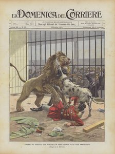 Los dramas en los zoológicos, una domadora de fieras salvada por un perro amaestrado de Achille Beltrame