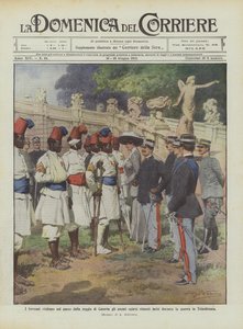 Los Soberanos visitan en el parque del palacio de Caserta a los askaris eritreos heridos durante