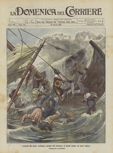 Los dramas del mar, naufragio causado por el monzón, de obreros italianos en el mar Índico