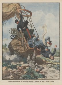 Los dramas de la aeronáutica, un salto terrible de señoras y señores desde 800 metros de altura, en Rusia de Achille Beltrame