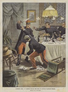 Los dramas íntimos, un capitán francés que intenta matar al general Oudard de Achille Beltrame