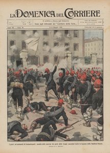 Los graves acontecimientos de Constantinopla, asalto a los cuarteles por parte de las tropas macedonias de Achille Beltrame
