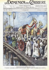 Los pintorescos funerales del emperador de Corea de Achille Beltrame