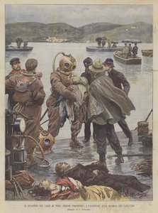 El desastre en el lago de Vico, cerca de Frosinone, los buzos en busca de los cadáveres de Achille Beltrame