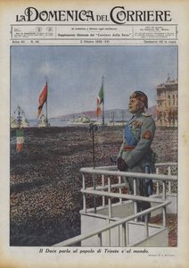 El Duce habla al pueblo de Trieste y al mundo