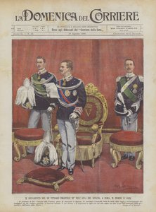 El juramento del rey Víctor Manuel III en el aula del Senado, en Roma, el día 11