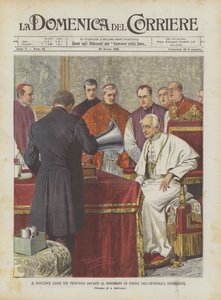 El pontífice León XIII pronuncia ante el fonógrafo las palabras de la bendición apostólica