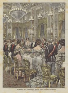 La cena de gala en el Quirinal en honor de Loubet, el momento de los brindis de Achille Beltrame
