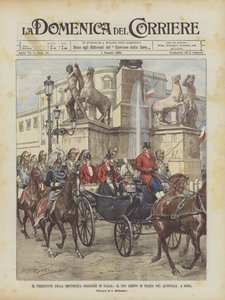 El presidente de la República Francesa en Italia, su llegada a la Plaza del Quirinal, en Roma de Achille Beltrame