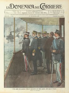 El Rey asiste al grandioso desfile de cuarenta y ocho barcos de la escuadra, en las aguas de Venecia