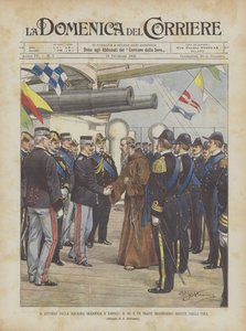 El Regreso de la Escuadra Oceánica a Nápoles, El Rey y un Fraile Misionero Regresado de China de Achille Beltrame