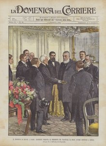 La estancia de Kruger en París, Rochefort presenta al Presidente del Transvaal la espada de honor destinada a Cronje de Achille Beltrame