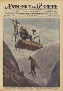 El carrito de un teleférico estaba descendiendo al valle en Avise (Aosta) transportando...