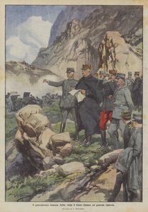 El generalísimo francés Joffre visita el frente italiano con el general Cadorna