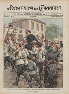 El mundo al revés, cosacos cerca de San Petersburgo cantando La Marsellesa llevando en triunfo a un sacerdote