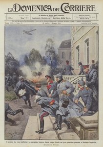 El enemigo que viene del aire, un avión francés lanza cinco bombas sobre el gran cuartel de Achille Beltrame